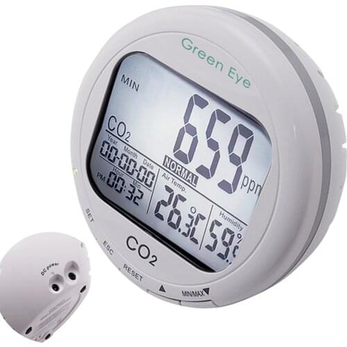 Carbon Dioxide Datalogger Indoor Air Quality Monitor Temperature Humidity 9999ppm CO2 Sensor RH Clock