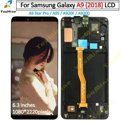 For Samsung Galaxy A9 2018 a9200 LCD A9s LCD Display with frame Touch Screen Digitizer Assembly for Samsung a920 A9 Star Pro lcd