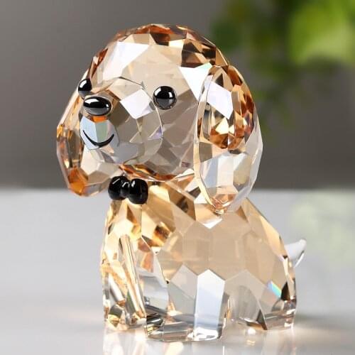 Crystal Lovely Dog Figurine Handmade Miniature Glass Animal Craft Home Decor Ornament Trinket Gift Children Toy