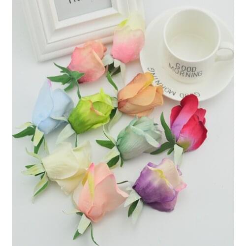 5PCS Artificial Flowers Silk Rose Tulip Flower Head DIY Home Garden Wedding Party Decoration Scrapbooking Wreath Fake Flowers
