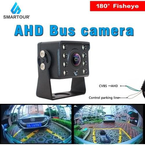 AHD CCD Truck Backup Camera Heavy Duty LED Night Vision 180 Degree Fisheye Vehicle Rear View Camera For Bus/Trailer/Pickups/RV