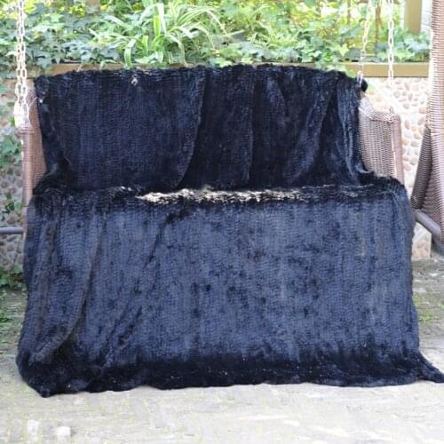 CX-D-10C Custom Made Size Black Knit Rabbit Fur Throw Blanket For Bedroom Bedding set High Quality Blanket Drop Shipping