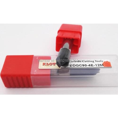 KLOT 4 Flutes TiCN Chamfer End Mill 90 Degree HRC55 Chamfering Drill Cutter Bit Carbide Dia 6 8 10 12mm