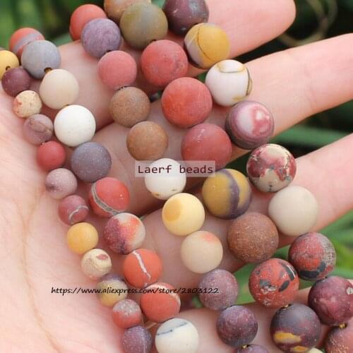 Factory price Natural Frost/Matte Mookaite Round Beads 15" Strand 4-12MM Pick Size For Jewelry Making