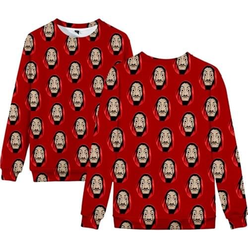 La Casa De Papel 3d Hoodies Pullover Money Heist The House of Paper Men Women Capless Sweatshirts Long Sleeve 3D Hoodie Tops 4XL