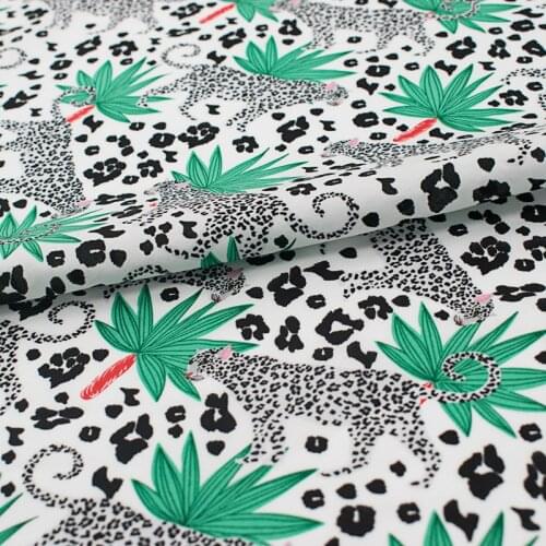 Leopard Green Leaf Reactive Printing And Dyeing Cotton Fabric For Dress Tissus Au MÈTre Telas Por Metro Tissu Vestidos Ткань
