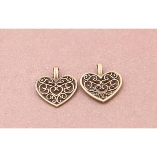 Hot 100pcs Vintage Heart-shaped Charm Jewelry Making For Necklace/Bracelet/bags/apparel/key Chain Fashion DIY Jewelry Accessorie