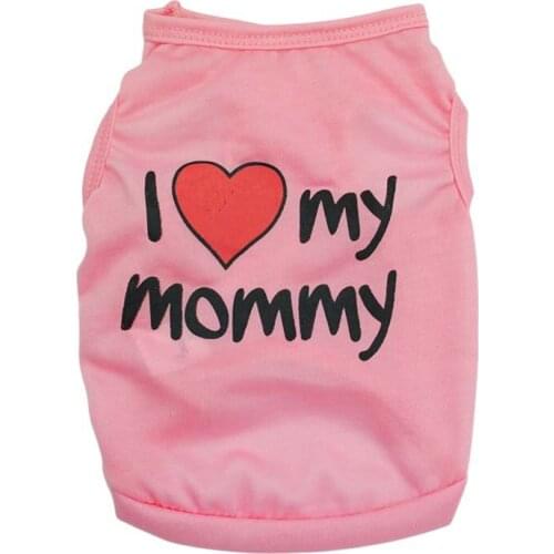 Hot Spring Summer Dog Vest Shirt Clothes Coat Pet Cat Puppy 100% Cotton Vests I LOVE MY DADDY MOMMY Clothing For Dogs Costumes