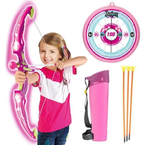Bow And Arrow For Kids LED Light Up Archery Sets Toys Outdoor Archery Bow And Arrow Toys Funny Targets Shooting Game