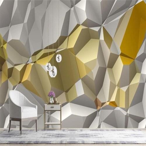 Milofi custom 3D wallpaper mural three-dimensional super large gold geometry living room bedroom background wall decoration pain