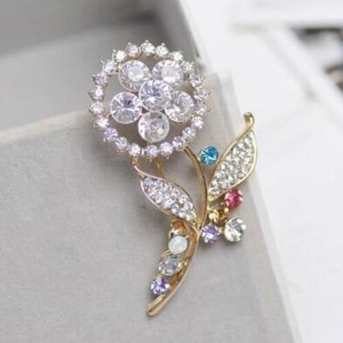Fashion large brooches wedding jewelry leaf design big crystal flower brooch for women bijuterias acessorios