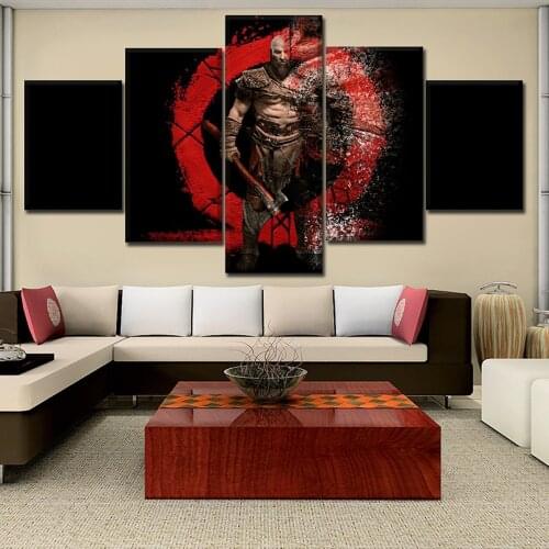 Modular Canvas Painting Home Decoration 5 Piecew God War Pictures Modern Printed Game Poster For Living Room Wall Artwork Frame