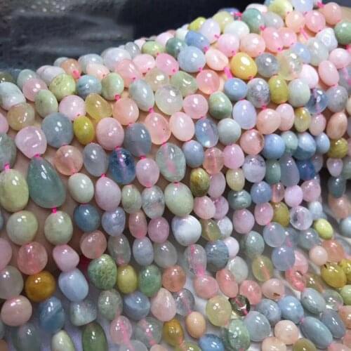 Morganite Rose Quartz sunstone Aventurine red Agate 8-9mm Gemstone bead smooth irregular for Jewelry Making diy necklace 15inch