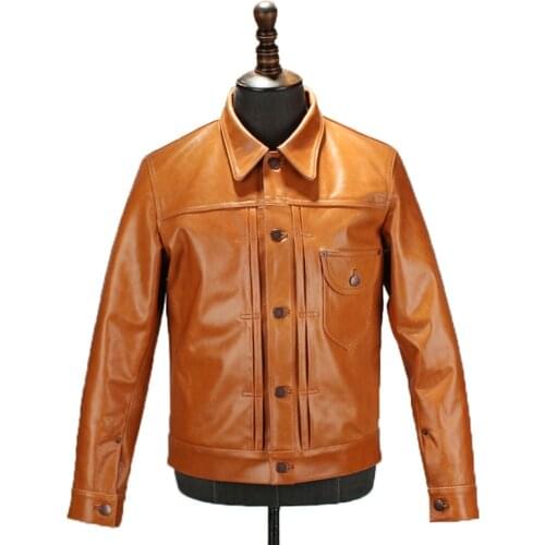 Free shipping.Brand classic 506 oil cowskin coat,mans 100% genuine leather Jackets,fashion mens slim japan style jacket