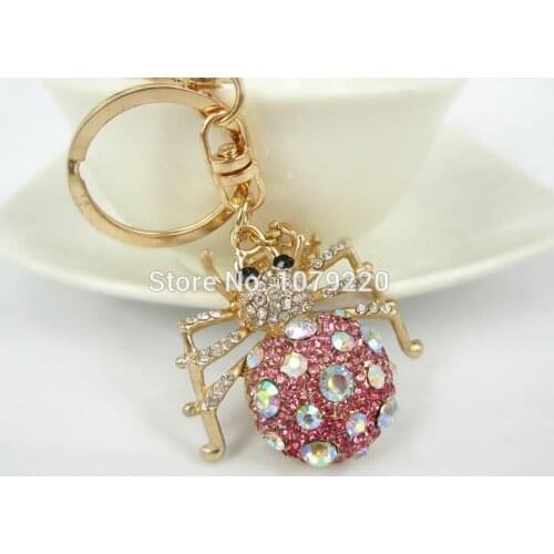 N Spide Keyring Cute Rhinestone Crystal Charm Pendant Ring Car Key Bag Chain Gift Domineering