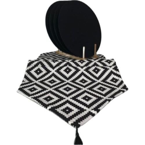 Black Baklava Set Tableware Pad Placemat Table Mat Non-Slip Simple Placemats Disc Coaster Placemat for dinner 5 pieces sale