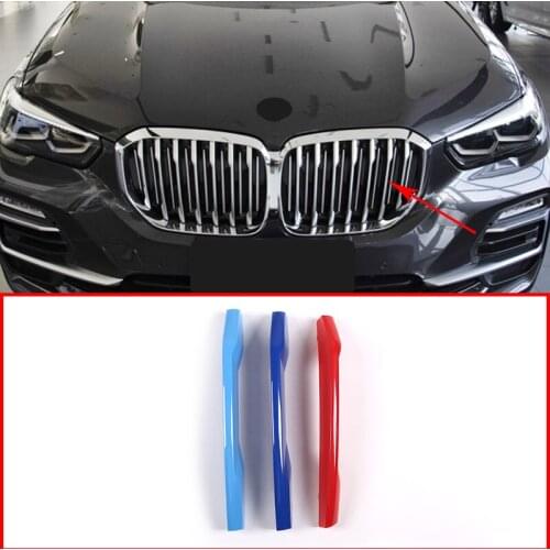 For BMW X5 G05 2019 Exterior Tricolor ABS Car Front Grill Strip Trim Without Night Vision Accessories 3pcs