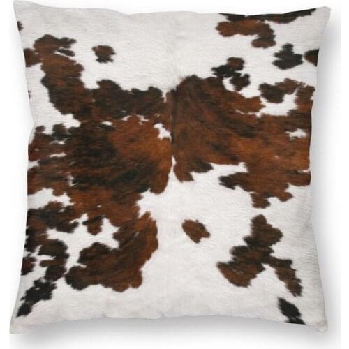 Faux Fur Modern Cowhide Texture Square Pillow Cover Home Decor Animal Pattern Skin Leather Cushion Cover Throw Pillow for Sofa