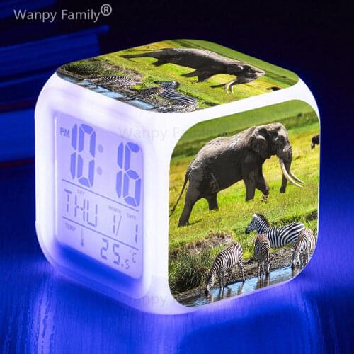 [Wanpy Family] Animal Zebra Alarm Clock For ChildrenS room Multifunction Glowing LED Color Changing Digital Alarm Clock