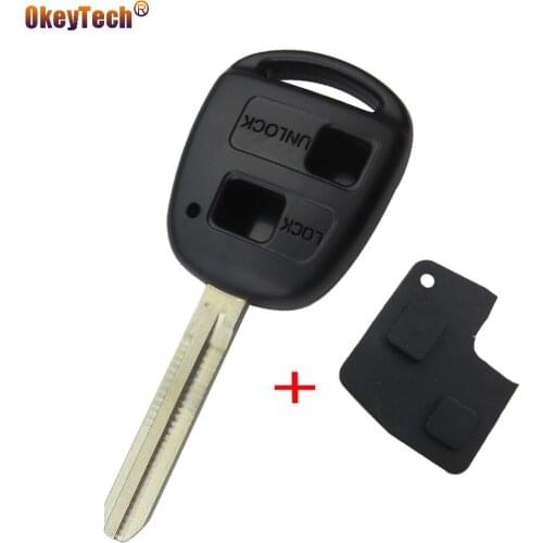 OkeyTech 2 Button Remote Blank Transponder Car Auto Key Shell Case for Toyota Corolla Verso Avensis Yaris Auris & Rubber Key Pad