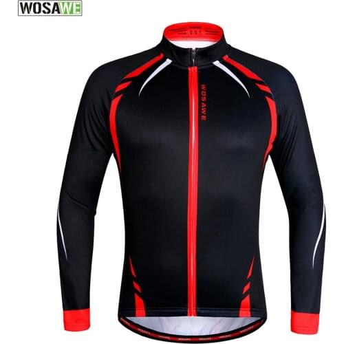 WOSAWE Autumn Cycling Jersey Long Sleeve MTB Bike riding bicycle Jersey Warm Men Women Cycling Jersey