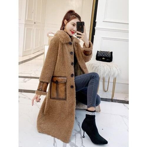 Real Fur Coat Female Sheep Shearling Jacket Winter Coat Women Clothes 2020 Wool Coat Korean Suede Leather Jacket MY4452