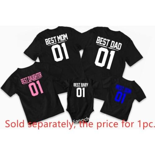 Family Matching T-shirts Best Dad Mom Daughter Son Baby 01 Matching Clothes Funny Family Look Father Mother Kids Party Tees Tops