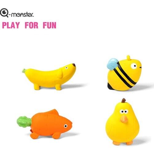 Squeaky Dog Toy Banana Dog Carrot Fish Lemon Bee Pear Duck Natural Rubber Fruit Animals Interactive Fidget Toys for Dog