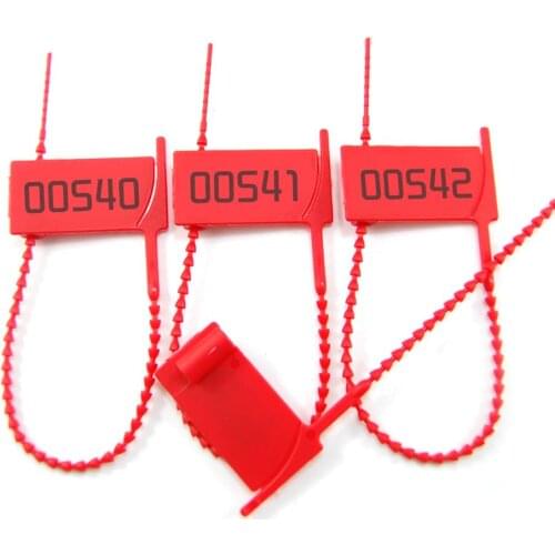 Medium-Duty Tear-Away Pull-Tight Plastic Seal Tamper Proof Ribbed Cord Security Seals Package Zip Ties Red 100pcs