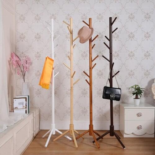 Simple Solid Wood Floor Standing Coat Rack Living Room Bedroom Clothes Hanging Rack Coat Clothing Storage Rack Coat Hanger Rack