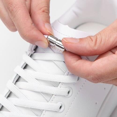 Elastic Shoelaces Flat No Tie Shoe laces Fashion Fast Metal Lock Shoelace Kids Adult Sneakers Safety Lazy Laces Unisex 1 Pair