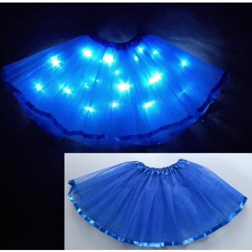 2020 new year Light LED Girl Kids Clothes Tutu Skirt Princess Party Tutus Tulle Pettiskirt Child Ballet Dance Christmas blue