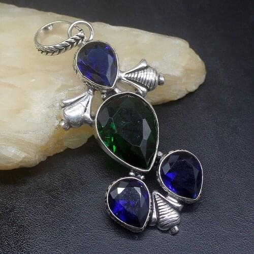 Gemstonefactory Jewelry Big Promotion 925 Silver Adorable Shiny Unique Multi Topaz Women Ladies Gifts Necklace Pendant 1254