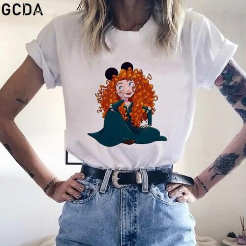 Merida Mickey Ear Hat Brave Graphic Girls T-Shirt Punk Cool Harajuku Chic Casual Loose Women Streetwear Tops