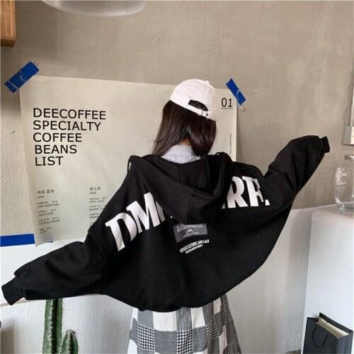 Harajuku Women Fashion Tops Jacket Ladies Kawaii Students Sweatshirt Hoodies Outwear Ladies Jumper Coat Korean Streetwear Femme
