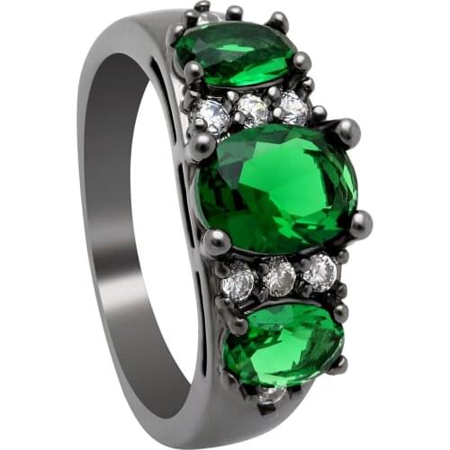 50% off Black Gold Color ring for women bridal fashion jewelry gift blue green red Flower CZ crystal wedding engagement rings