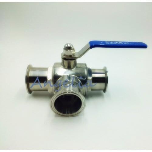 1-1/2" Stainless Steel 304 Sanitary Ball valve L Type Three way Clamp Connection