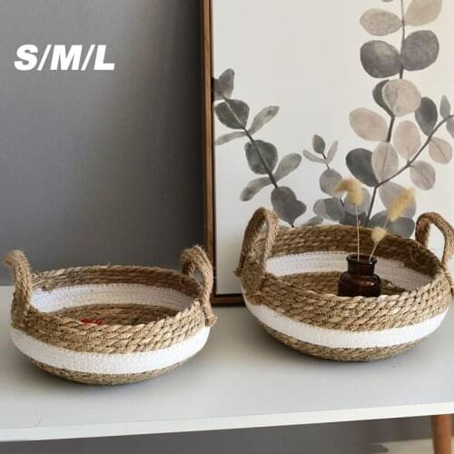 1Pc Handmade Woven Seagrass Basket Decorative Wicker Storage Holder for Sundries Plants Laundry Bathroom