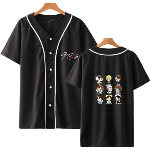 2021 KPOP Stray Kids Straykids Album Short Sleeve T Shirt Women Men Fashion Baseball T-shirt Hot Sale Men Summer Baseball Tees
