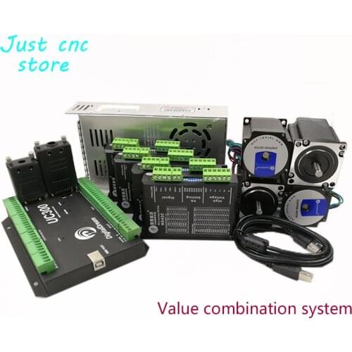 CNC mach3 USB 4 Axis Kit, 4pcs M542C driver+ mach3 USB UC300 controller board+ 4pcs HS21A 57 stepper motor +power supply