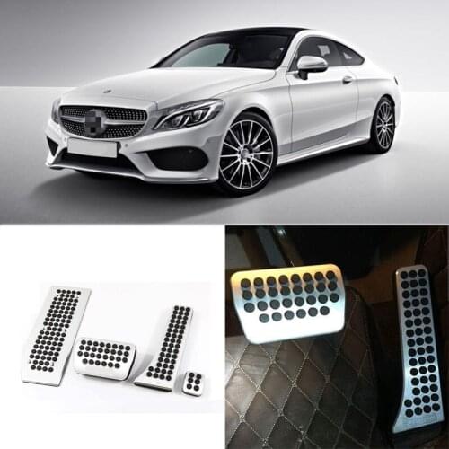 Brand New 4pcs Aluminium Non Slip Foot Rest Fuel Gas Brake Pedal Cover For Benz C-Class 2008-2016