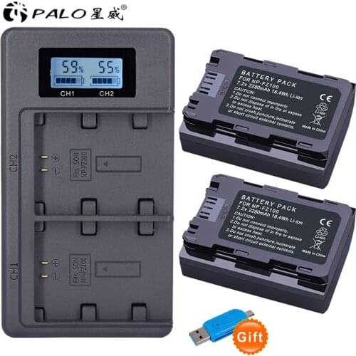 PALO NP-FZ100 NPFZ100 NP FZ100 npfz100 Battery 7.2V 2280mAh+ LCD USB Charger For Sony BC-QZ1, a9, a7R III, a7 III, ILCE-9, A6600