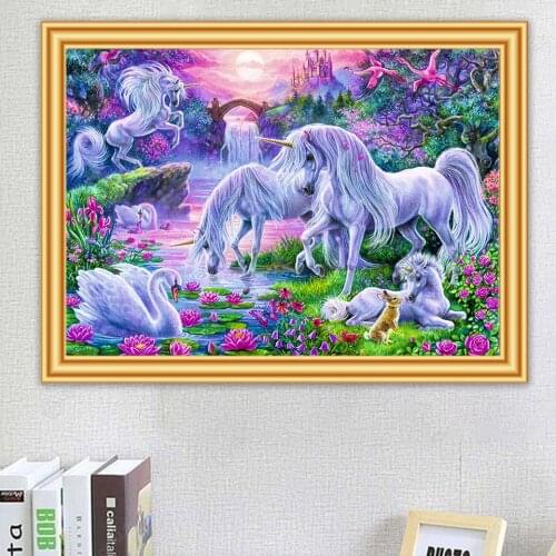 5D Diamond Painting Unicorn Cross Stitch Kit Diamond Embroidery Animals Mosaic Picture of Rhinestones Needlework Home Decor Gift