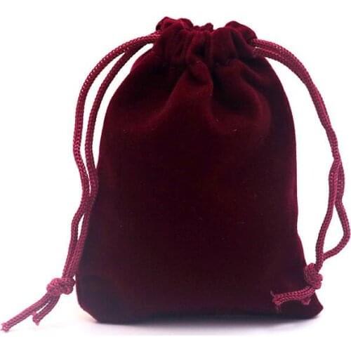 Free Shipping 100pcs/lot 9x12cm Dark Red Velvet Bag Cute Bracelet Jewelry Packaging Bags Wedding Christmas Gift Bag Pouches