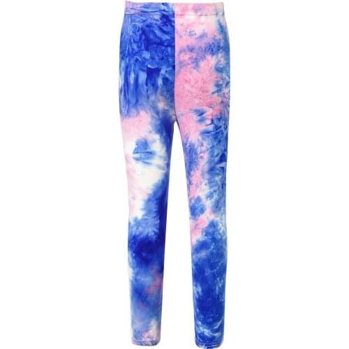 Tie Dye Print Running Workout Clothes Girls Casual Elastic Waist Stretchy Slim Fit Pants Leggings Trousers Sports Dance Pants
