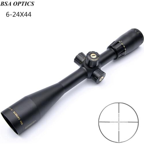 BSA OPTICS 6-24X44 SP Hunting Optics Riflescopes Side Parallax Mil-dot Reticle Turrets Lock Integrated Sunshade Rifle Scopes