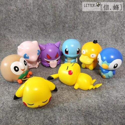 TAKARA TOMY Pokemon pikachu Rowlet Mewtwo Gengar Squirtle Psyduck Assembly action toy figures model toys for children