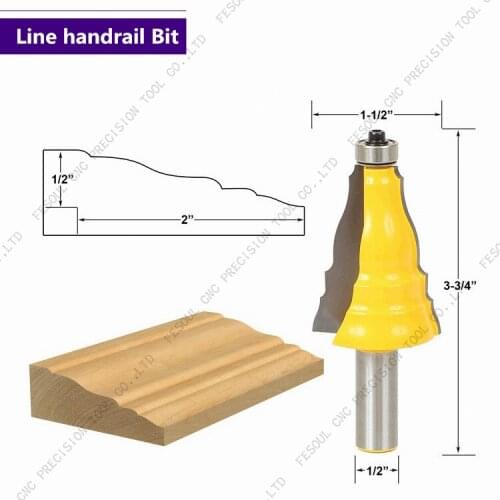 12.7mm shank-1PCS,CNC Solid carbide engraving router bit,woodworking cupboard end mill,wood milling cutter,Line handrail bit