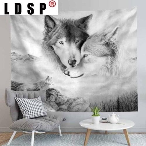 LDSP Tapestry Animals Wolf Wall Hanging Mural Background Cloth Wall Rugs Beach Towel Fabric Blanket Dorm Living Home Decor