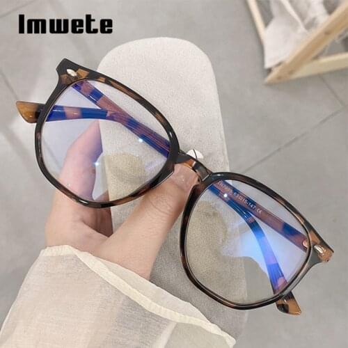 Imwete 2021 Fashion Glasses Frames for Women Men Blocking Blue Light Computer Spectacles Irregular Transparent Optical Eyewear